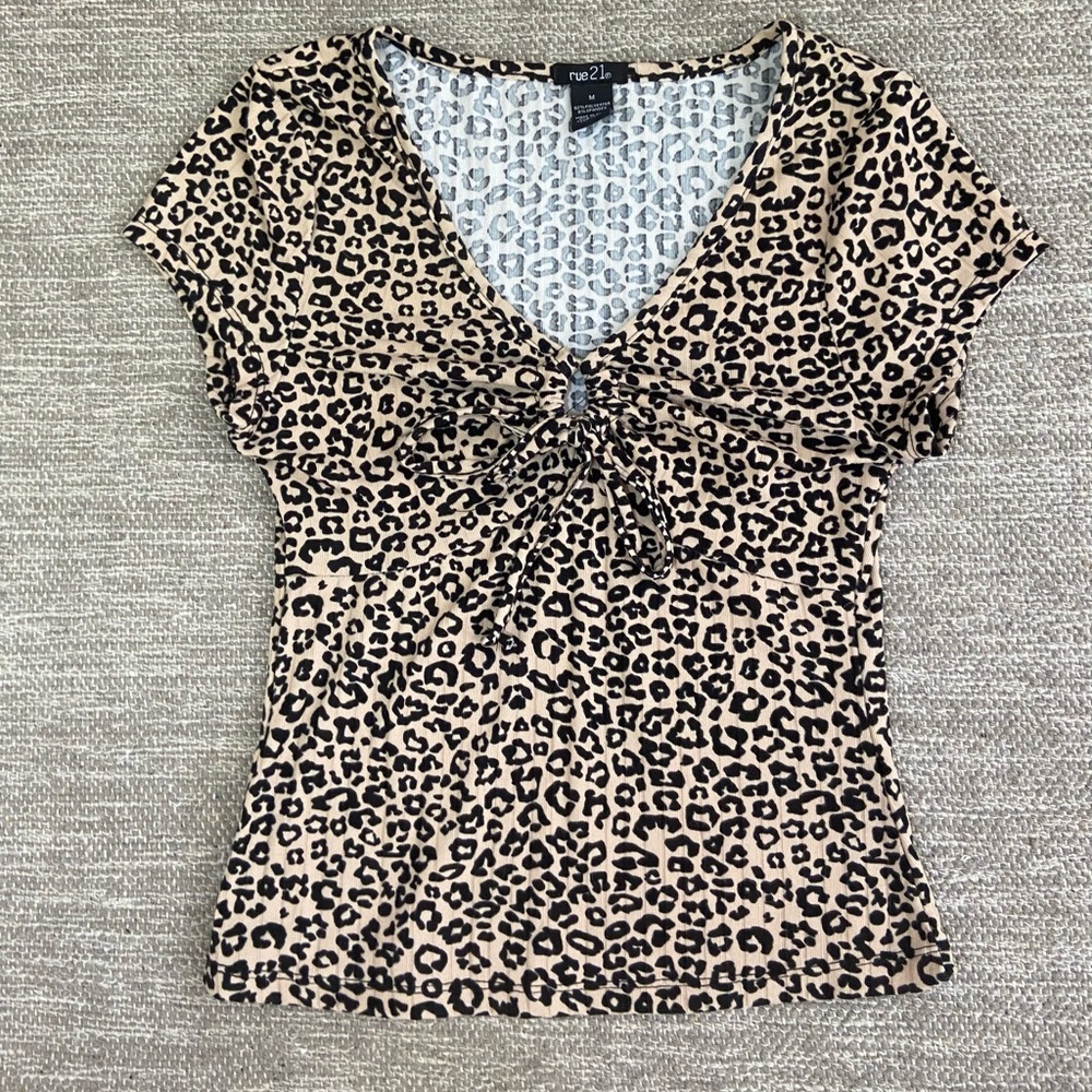 y2k Cheetah Print Tied Up Shirt